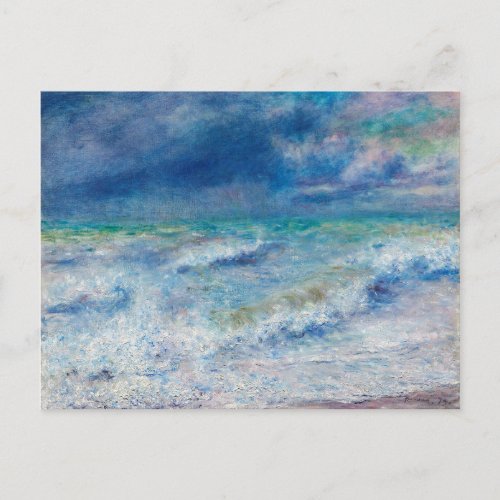Blue Seascape by Renoir Impressionist Painting Art Postcard