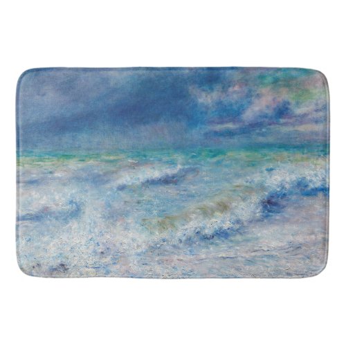 Blue Seascape by Renoir Impressionist Painting Bath Mat