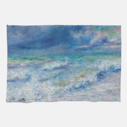 Blue Seascape by Renoir Impressionist Painting Kitchen Towel
