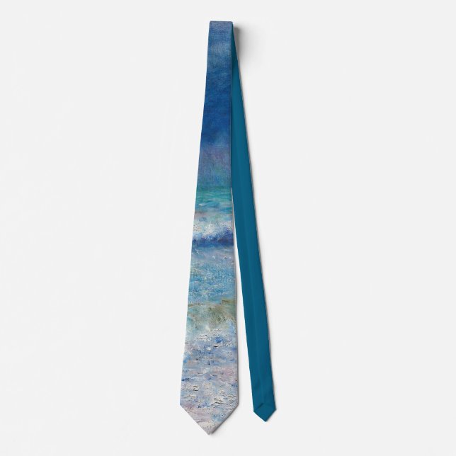 Blue Seascape by Renoir Impressionist Painting Neck Tie (Front)