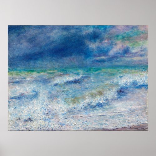 Blue Seascape by Renoir Impressionist Painting Poster