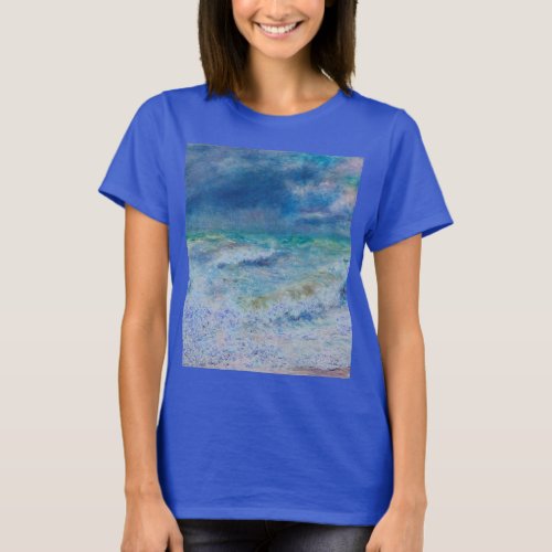 Blue Seascape by Renoir Impressionist Painting T_Shirt