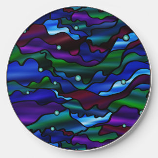 Blue Seascape Stained Glass Abstract Wireless Charger