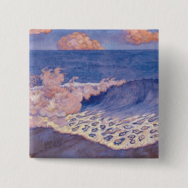 Blue seascape, Wave Effect, c.1893 Button (Front)