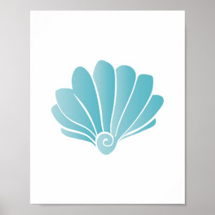 Blue Seashell Beach Art Print