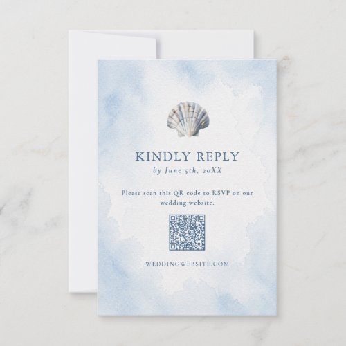 Blue Seashell Beach QR Code RSVP Card