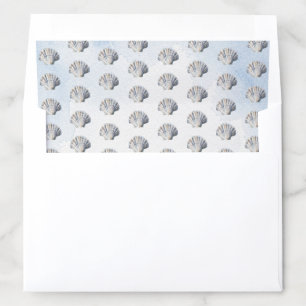 Blue Seashell Beach Wedding Envelope Liner