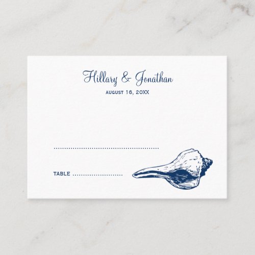 Blue seashell beach wedding escort name place card business card templates