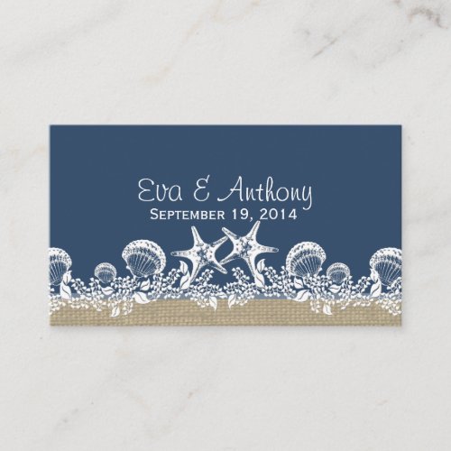 Blue Seashell Beach Wedding Place Cards