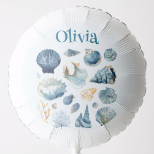 Blue Seashell Big Balloon Custom Name