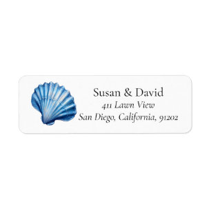 Blue Seashell Coastal Beach Label