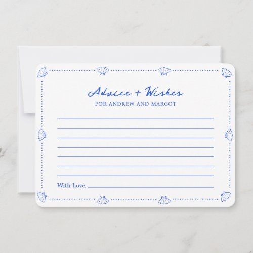 Blue Seashell Coastal Wedding Advice and Wishes