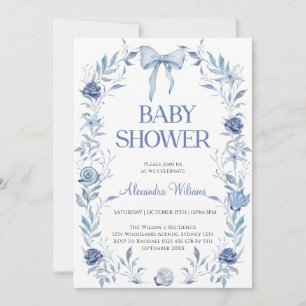  Blue Seashell Floral Baby shower  Invitation
