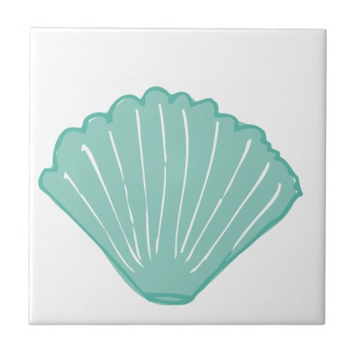 Blue Seashell Illustration Ceramic Tile