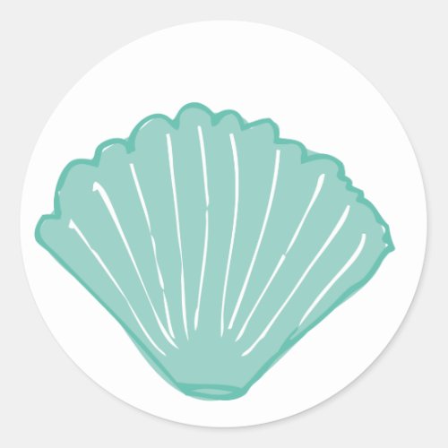 Blue Seashell Illustration Classic Round Sticker