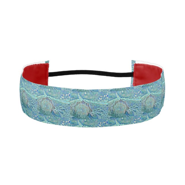 Blue seashell in the foaming sea painting  athletic headband (Front)