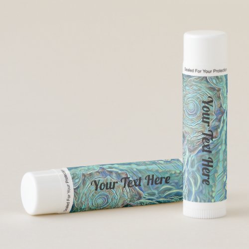 Blue seashell in the foaming sea painting  lip balm