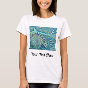Blue seashell in the foaming sea painting T-Shirt