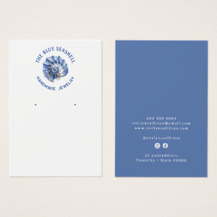 Blue seashell logo earring display card