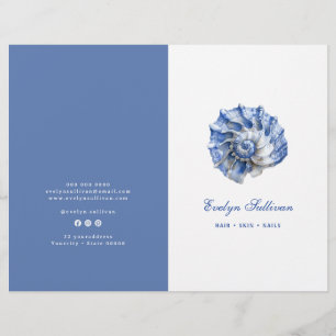 Blue seashell logo service menu brochure