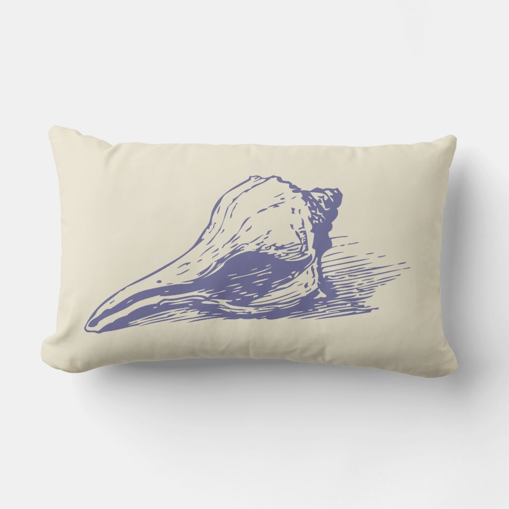 Blue Seashell Lumbar Pillow