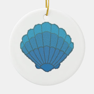 Blue Seashell Mosaic Ceramic Ornament