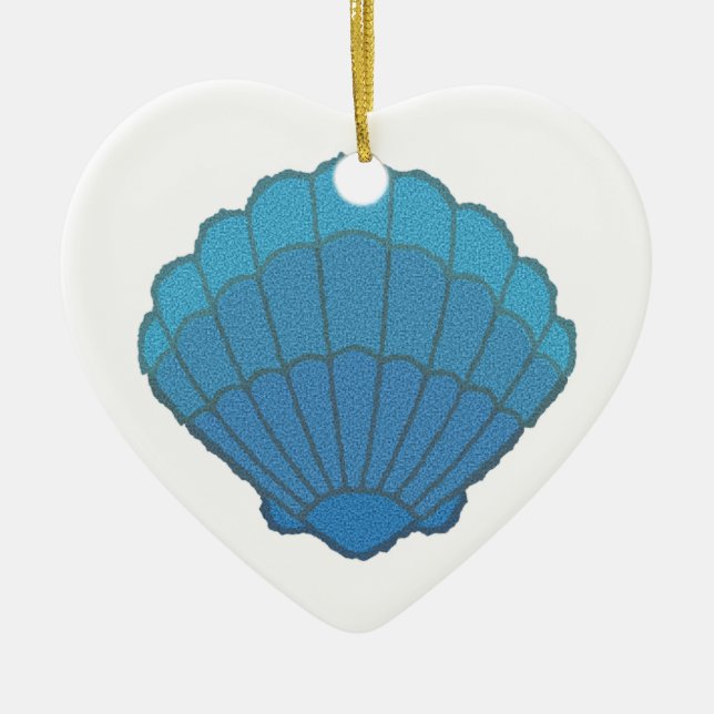 Blue Seashell Mosaic Ceramic Ornament (Front)