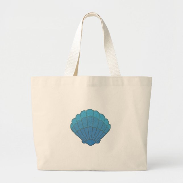 Blue Seashell Mosaic Large Tote Bag (Front)