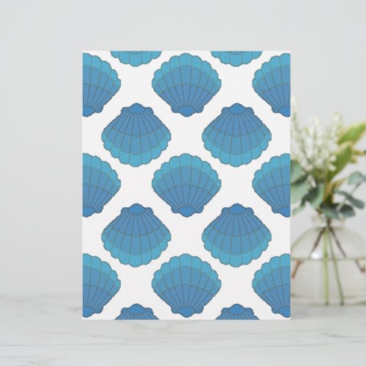 Blue Seashell Mosaic Pattern (Standing Front)