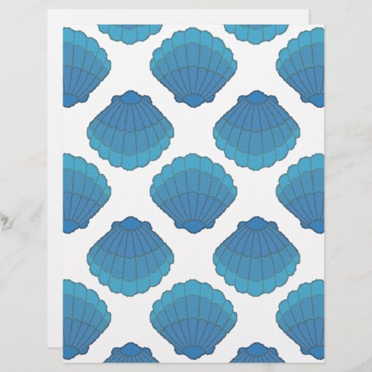 Blue Seashell Mosaic Pattern (Front/Back)