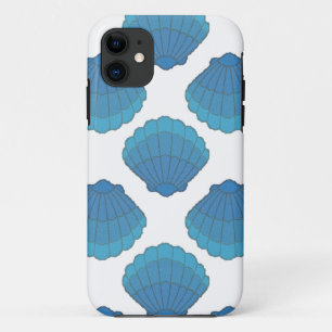 Blue Seashell Mosaic Pattern iPhone 11 Case