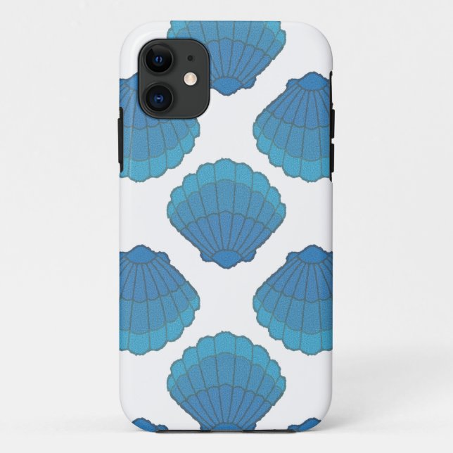 Blue Seashell Mosaic Pattern Case-Mate iPhone Case (Back)