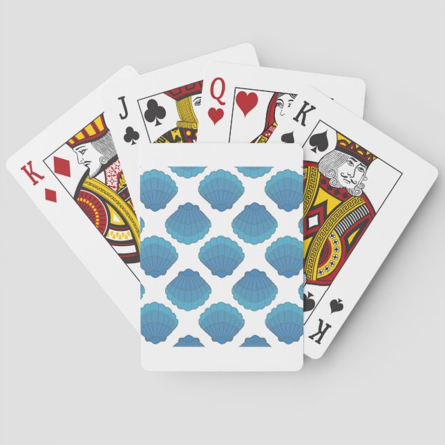 Blue Seashell Mosaic Pattern Poker Cards (Back)