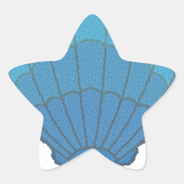 Blue Seashell Mosaic Star Sticker (Front)