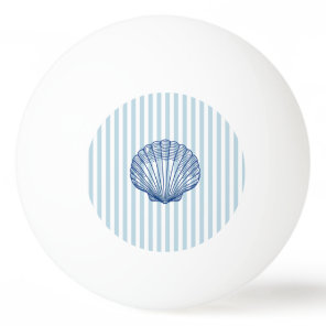 Blue Seashell Painting Nautical Blue Stripe Ping Pong Ball
