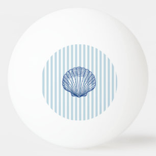 Blue Seashell Painting Nautical Blue Stripe Ping Pong Ball