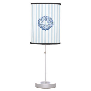 Blue Seashell Painting Nautical Blue Stripe Table Lamp