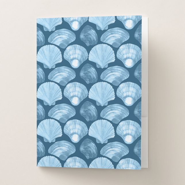 Blue Seashell Pocket Folder (Front)
