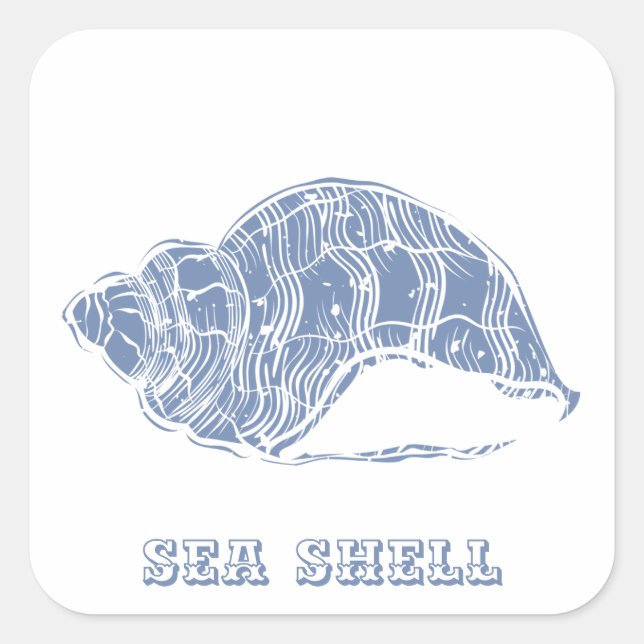 Blue Seashell  Square Sticker (Front)