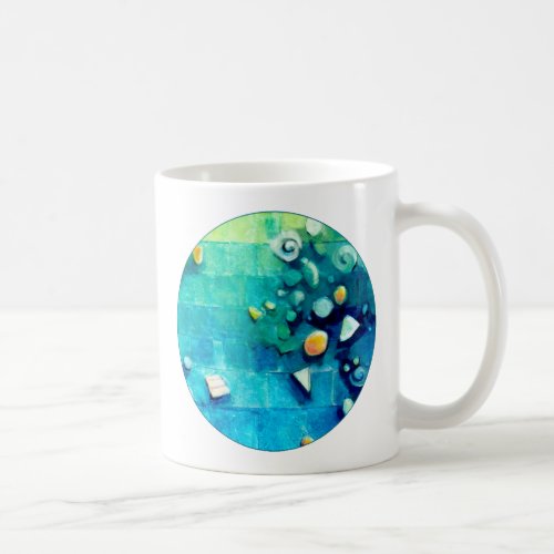 Blue Seashell Stones Painting Coffee Mug