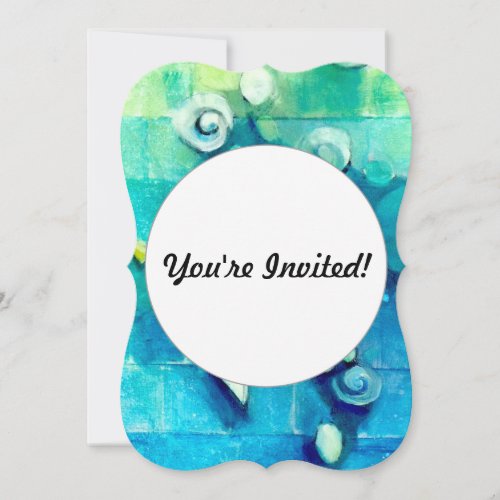 Blue Seashell Stones Painting Invitation