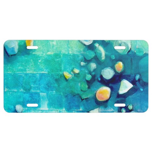 Blue Seashell Stones Painting License Plate