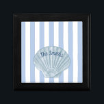 Blue Seashell &  Stripes Gift Box<br><div class="desc">Blue Seashell & Stripes Design 
Soft blues and blue-grays

Customize to your liking; delete all text it you so prefer. :)</div>