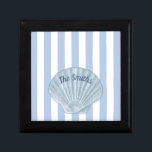 Blue Seashell &  Stripes Gift Box<br><div class="desc">Blue Seashell & Stripes Design 
Soft blues and blue-grays

Customize to your liking; delete all text it you so prefer. :)</div>
