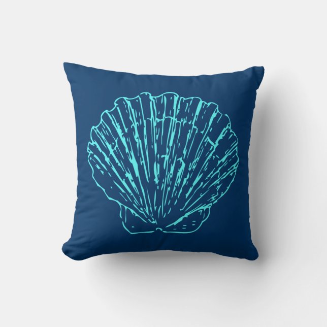 Blue Seashell Throw Pillow (Front)