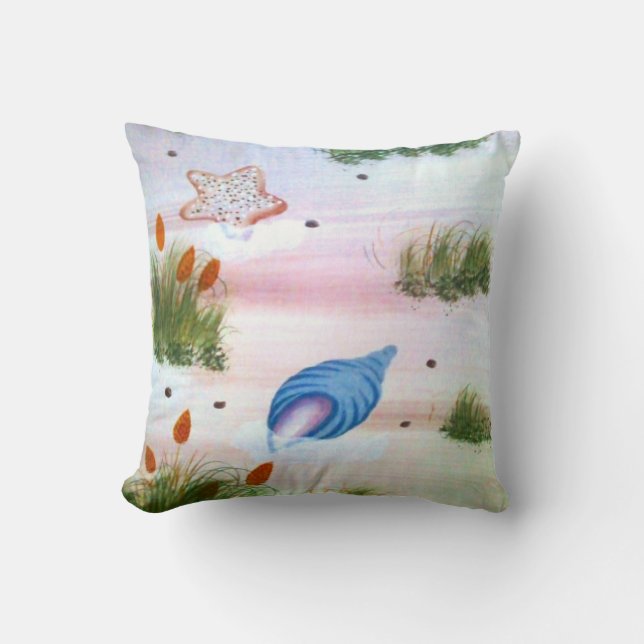 Blue Seashell Throw Pillow (Front)