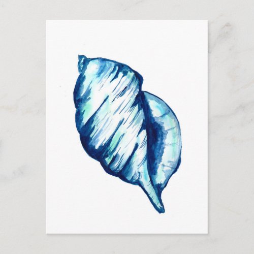 Blue Seashell Watercolor Postcard