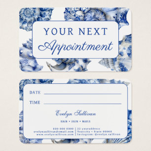 Blue seashells appointment card