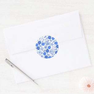 Blue Seashells Beach Colorful Cute Custom Classic Round Sticker