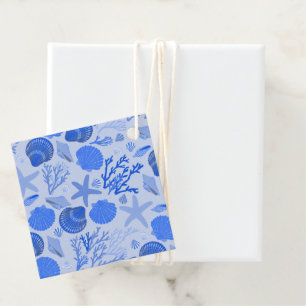 Blue Seashells Beach Colorful Cute Custom Favor Tags